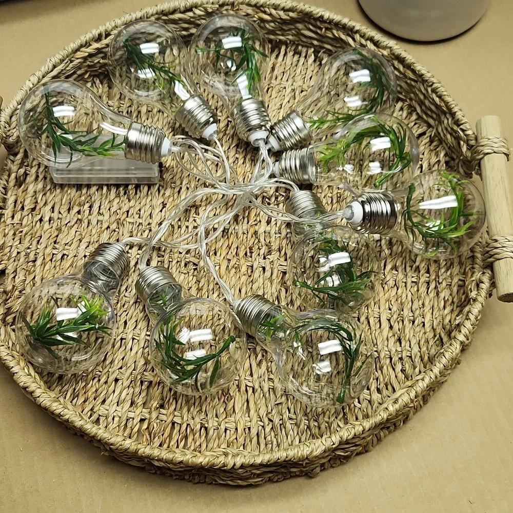 String Lights with Greenery Bulbs